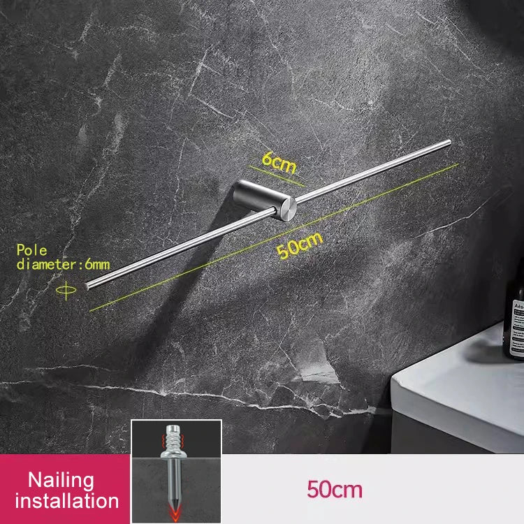 30/40/55cm Movable Towel Rack Towel Hanger Bath Towel Holder Wall Towel Bar Space Aluminum Bathroom Shelf Kitchen Storage Rack