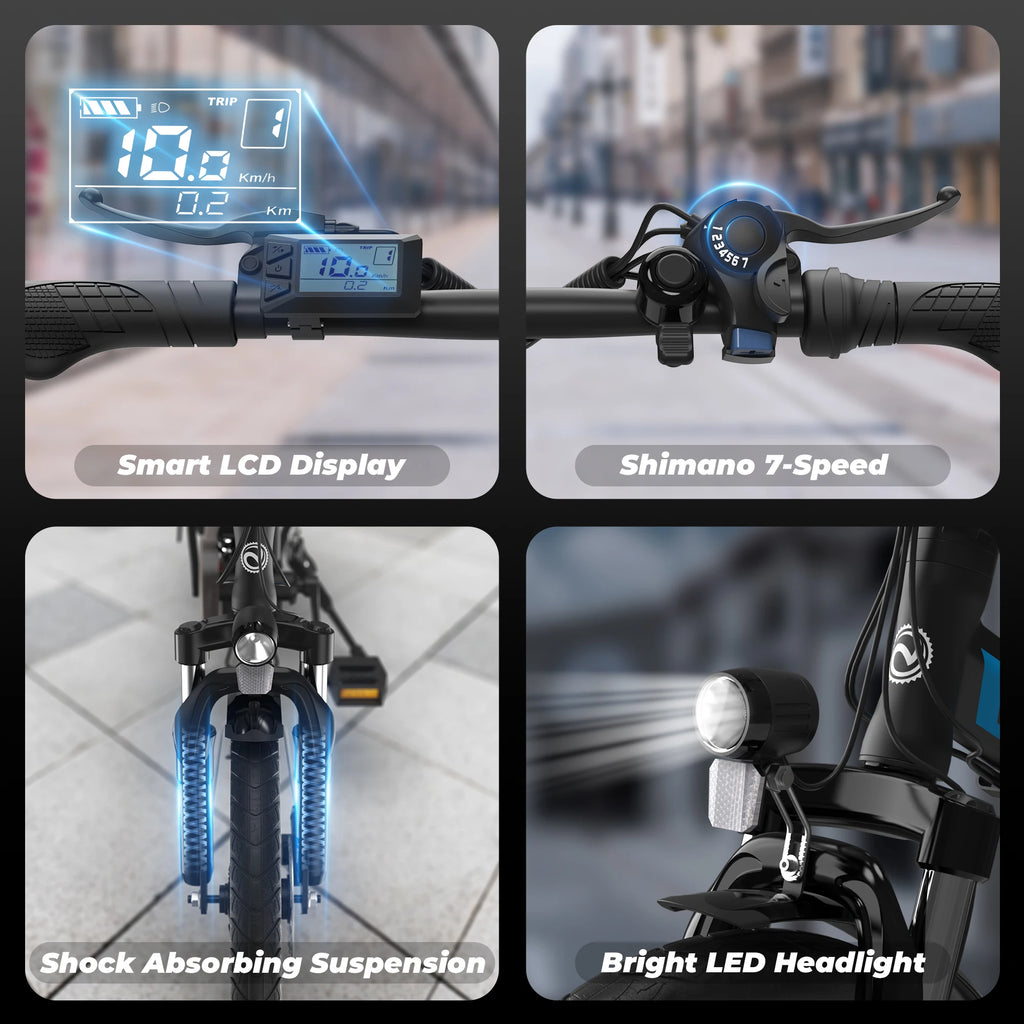 VARUN C20-1 Adult E-Bike 500W Motor 48V 7.8Ah Battery Folding Electric Bike 20*1.95 Inch Tire Electric Bicycle