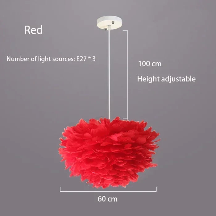 Feather Chandelier Nordic Modern Living Bedroom Ceiling Lighting Warm Dining Room Lamp Clothing Cafe Coffee Shop