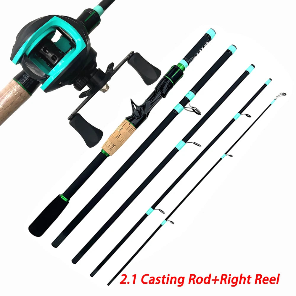 Fishing Rod Reels Combo 4/5Sections ML Action 3.5g-14g Ultralight Trave Rod With Baitcasting Reel Kit Carp Fishing Pesca1.8/2.1m