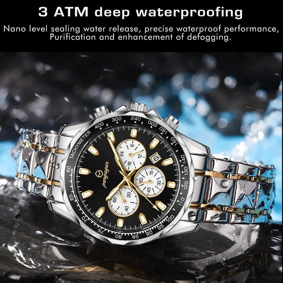 2025 Men Watch Top Brand Luxury Sports Quartz Mens Watches Full Steel Waterproof Chronograph Wristwatch Men Relogio Masculino