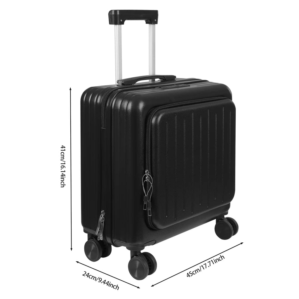 18'' Front Opening Airline Trolley Box Boarding Suitcase with Passcode Lock,Travel Luggage Suitcase for Men and Women