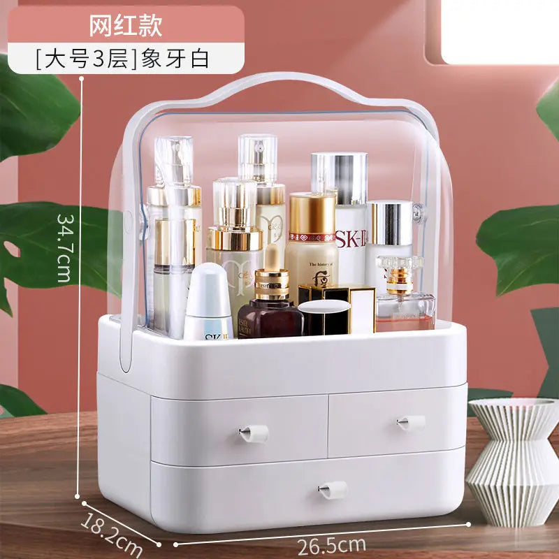 Cosmetic organizing box, tabletop dresser drawer, jewelry shelf, high-end feel, large-capacity skin care product storage box