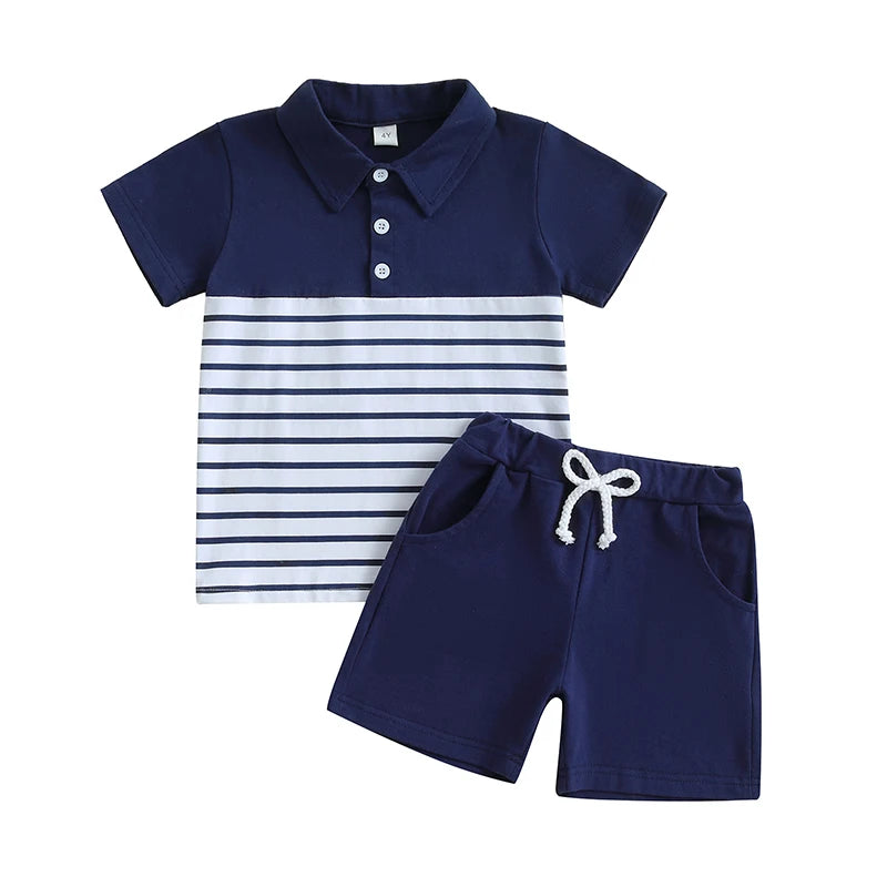 Boys Summer Outfit Set Short Sleeve Graphic T-shirt with Denim Shorts Toddler Clothing Set for Kids Beachwear
