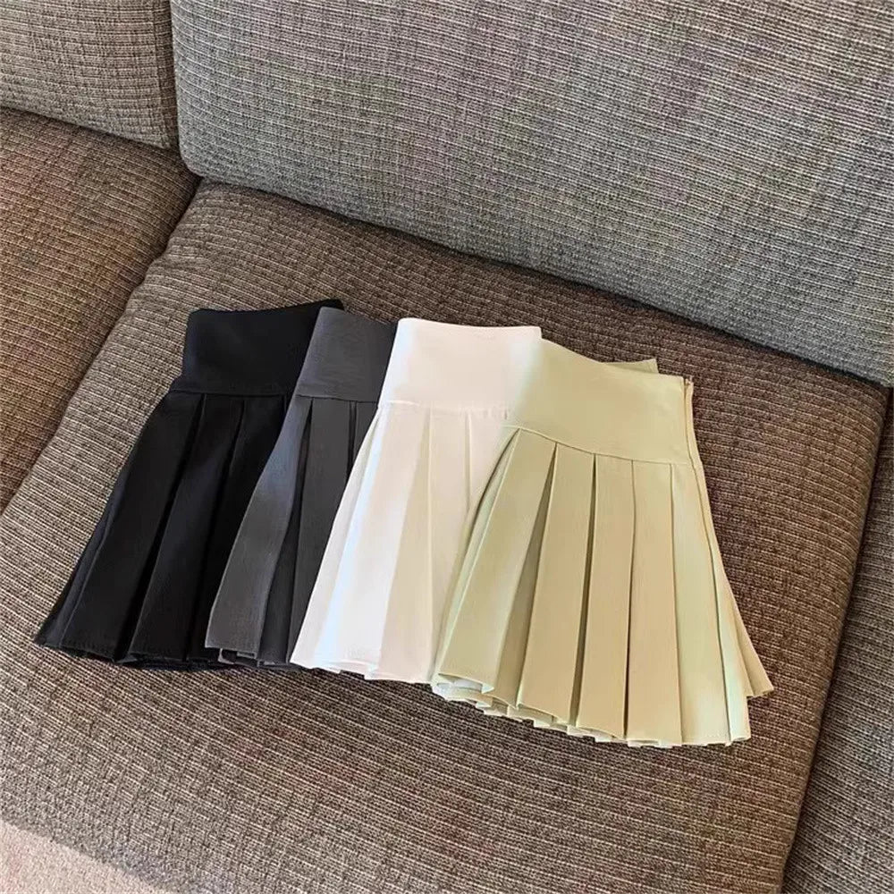 Kids Fashion Girls Clothing 4-13 Skirt Summer Daily Casual Style Little Girls Solid Colour High Waist Kids A-line Skirt