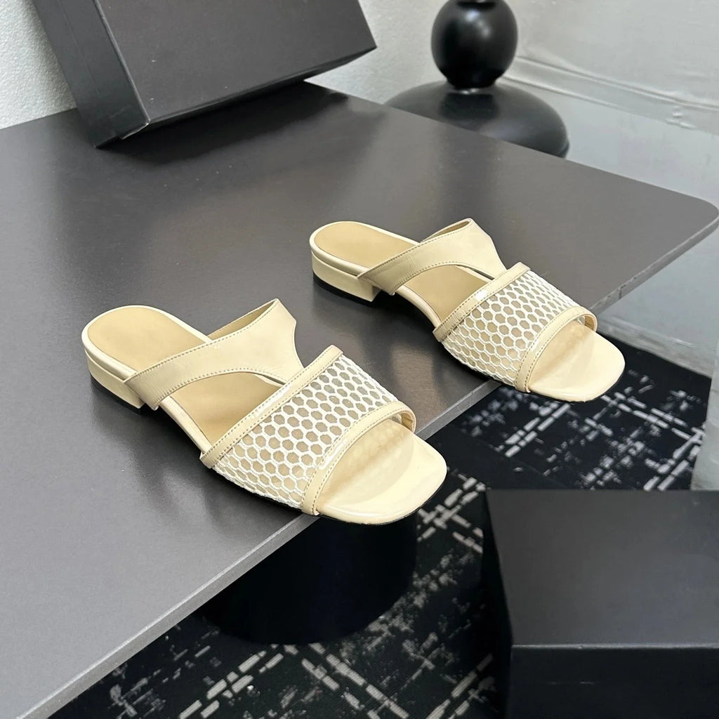 New Shoes Women Size35-41 Weaving Slippers Flat Platform Genuine Leather Slides Summer Flats Designer Shoes Zapatillas De Mujer