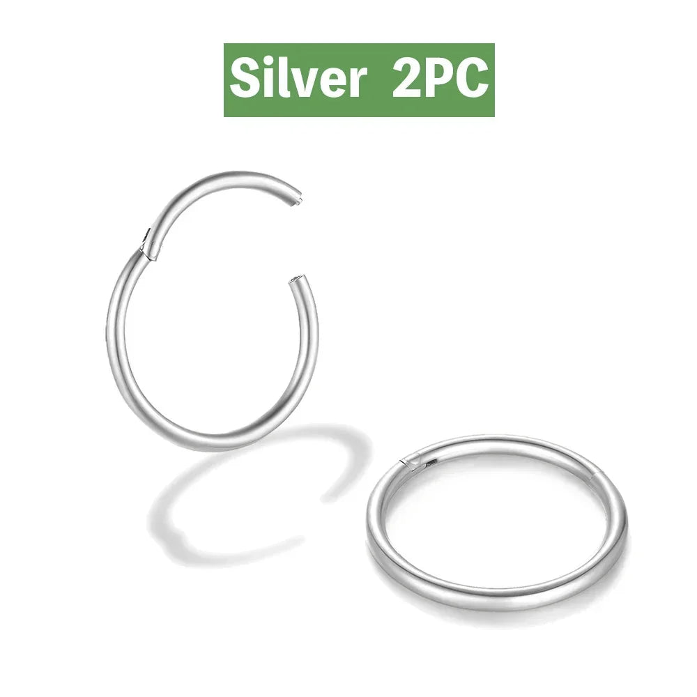 2/8PCS Seamless 316L Stainless Steel Nose Ring Hoop Earrings for Women Men Septum Helix Tragus Ear Piercing Jewelry Tiny 6-12mm