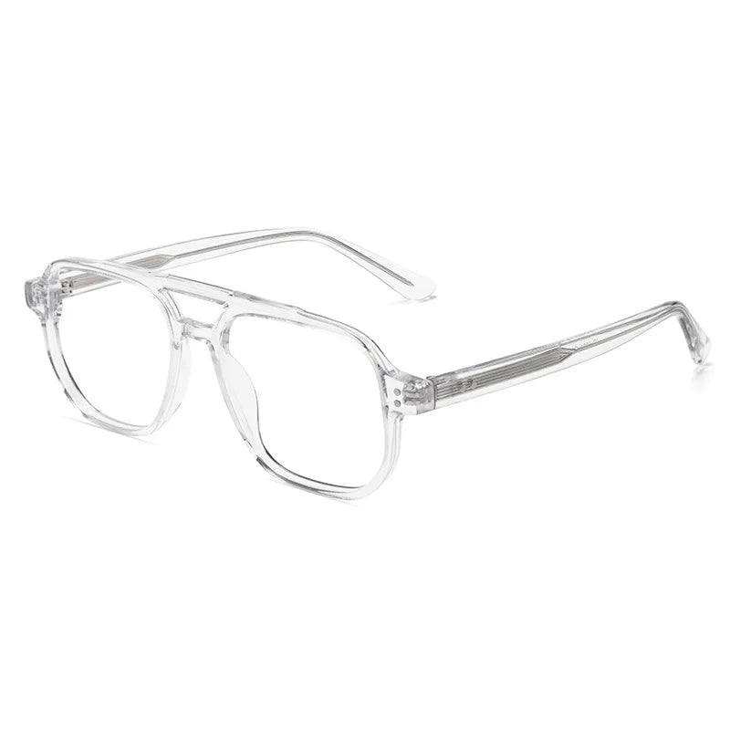 TFTB Fashion Trend Pilot Glasses Men Double Beam Acetate Ultralight Retro Optical Prescription Eyeglasses Frame Women 140mm