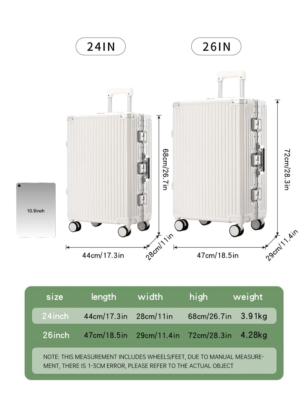 Trolley Luggage 20 24 26 28 英寸 Aluminum Frame Rolling Luggage Case Travel Suitcase on Wheels Combination Lock Carry on Luggage