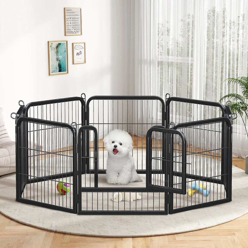 Heavy-Duty Metal Puppy Playpen – 24"/32"/40" Options, 8/16 Panels, Ideal for Indoor Use & Outdoor (RV Camping, Yard, Garden)