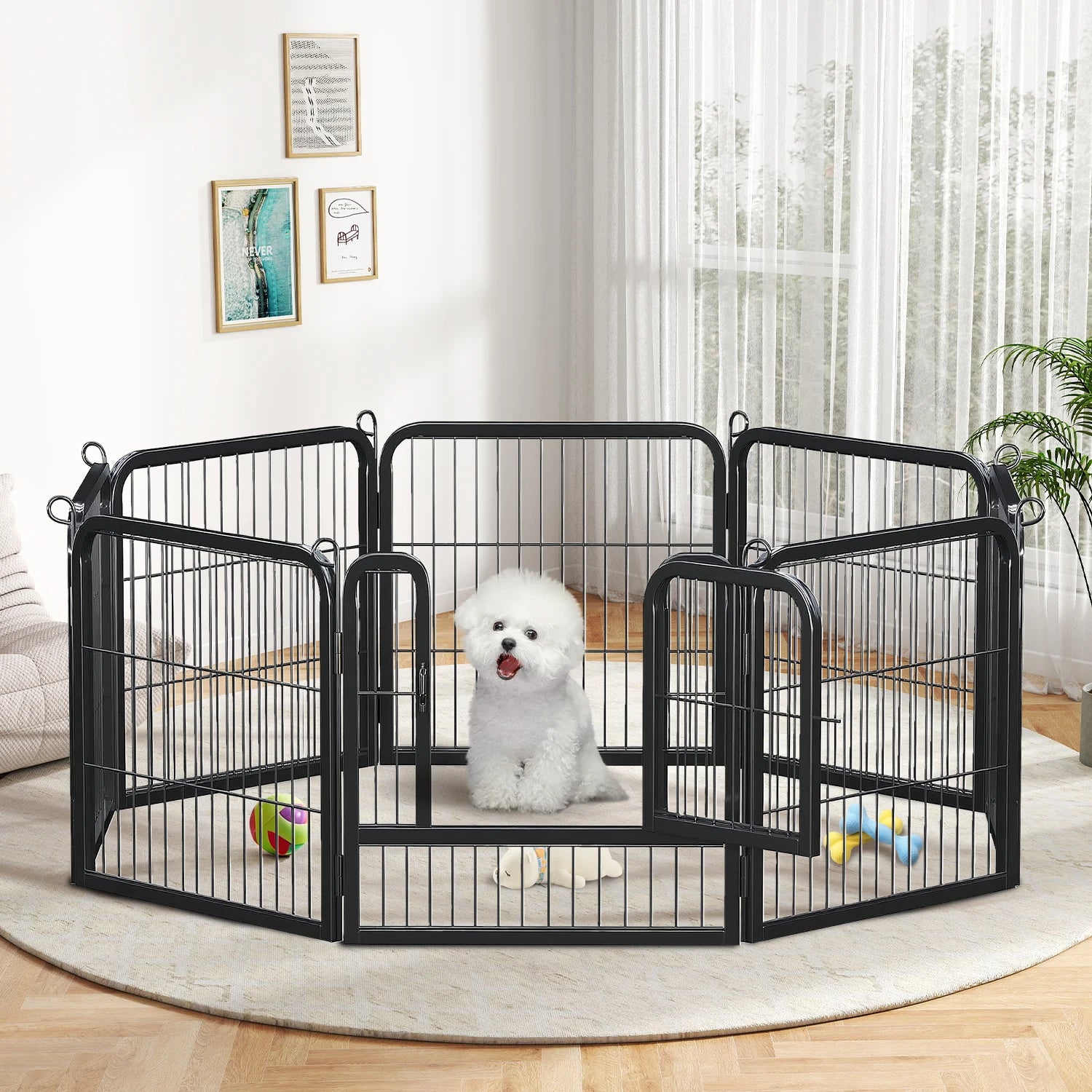 Heavy-Duty Metal Puppy Playpen – 24"/32"/40" Options, 8/16 Panels, Ideal for Indoor Use & Outdoor (RV Camping, Yard, Garden)