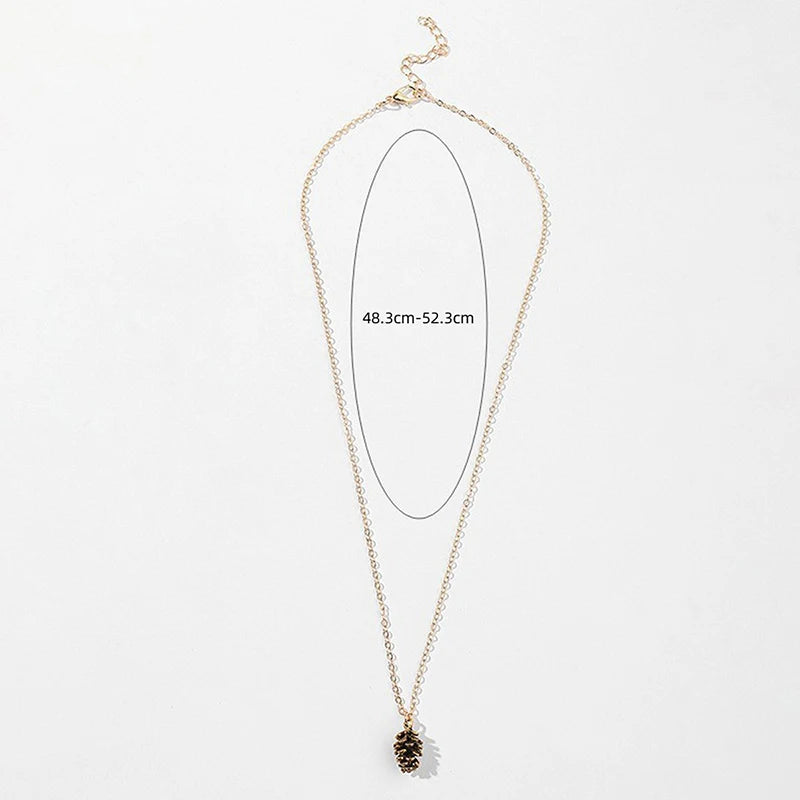 Simple Fashion Vintage Earrings Necklace For Women Pine Nut Plant Specimen Ear Stud Necklace Pinecone Earrings Necklace Jewelry