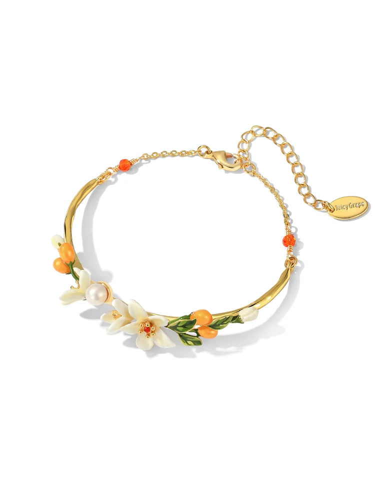 Juicy Grape Fine Jewery Set for Women 2024 New Trend Orange Blossom Jewery Accessory Original Design Birthday Christmas Gifts
