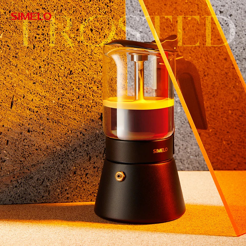 SIMELO Double Valve Moka Pot Stainless Steel Household Coffee Maker Italian Espresso Extraction Machine for Coffee Lovers