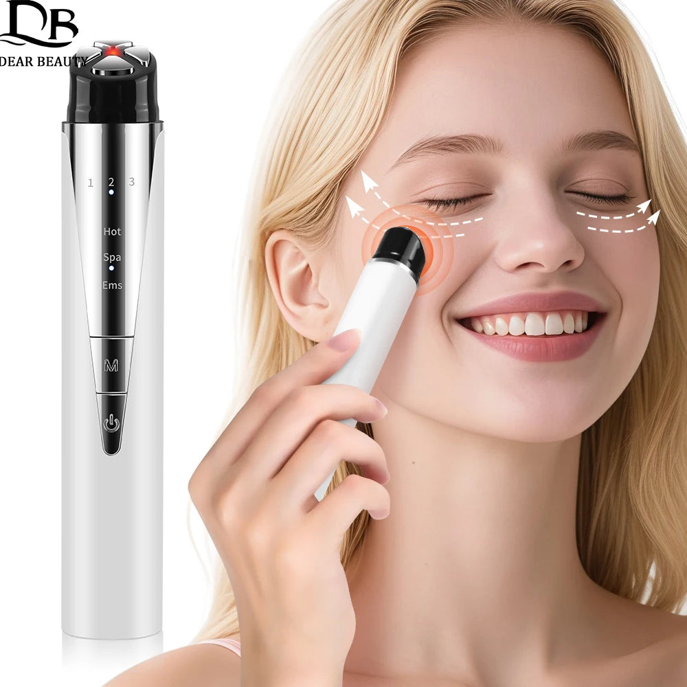 EMS Eye Beauty Device Heat Vibration Eye Massager Anti Dark Circle Remove Eye Bags Red Light Therapy Face Lift Wand Massage Pen