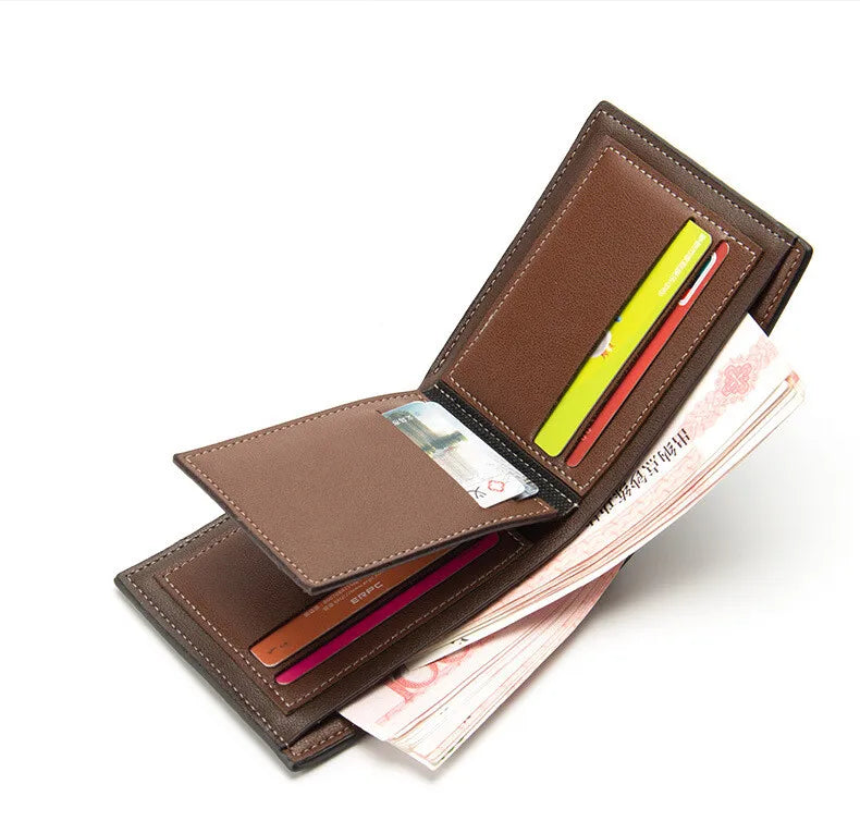 Short Men Bifold Wallet Slim ID Credit Card Holder Fashion Male Purse PU Leather Business Men Wallets Retro Money Clips Handbag