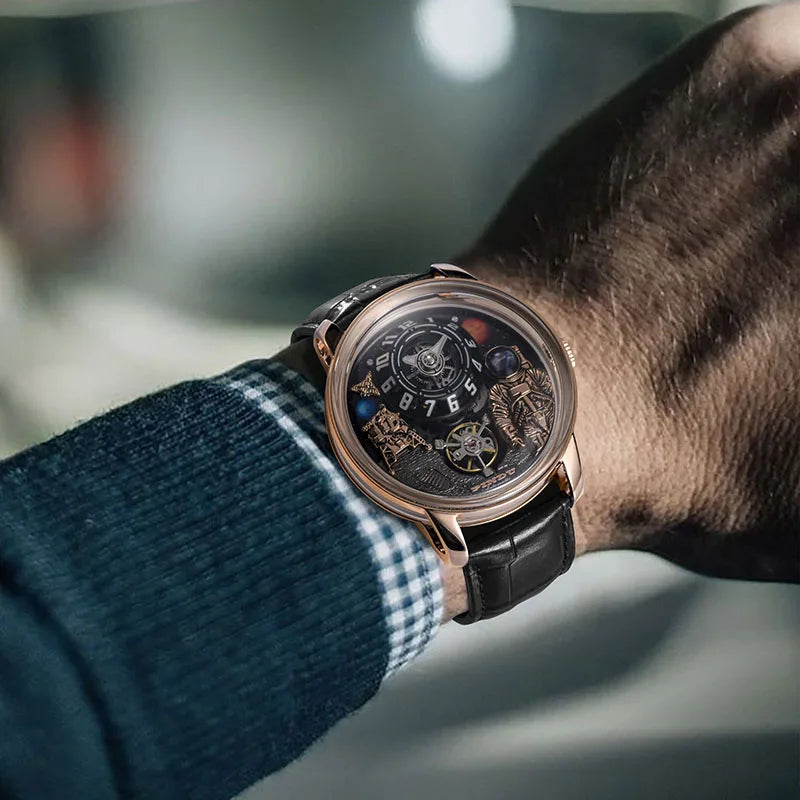 PINDU Design Men Wristwatches Top Brand Luxury Robot Astronaut Space Series Watch Men Sapphire Luminous Waterproof Watches