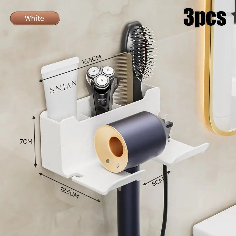 Bathroom hair dryer storage rack Multi functional storage rack Wall mounted non perforated hair dryer storage rack