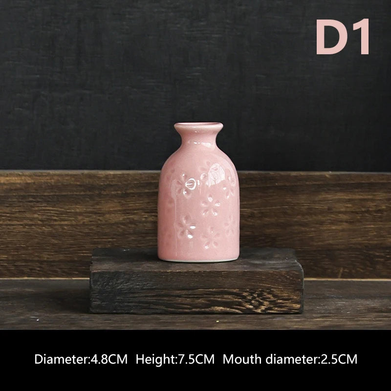 Ins Ceramics Flower Vase Nordic Hydroponics Vases Creative Room Decor Mini Flower Plant Bottle Pots Table Ornament Colorful Vase
