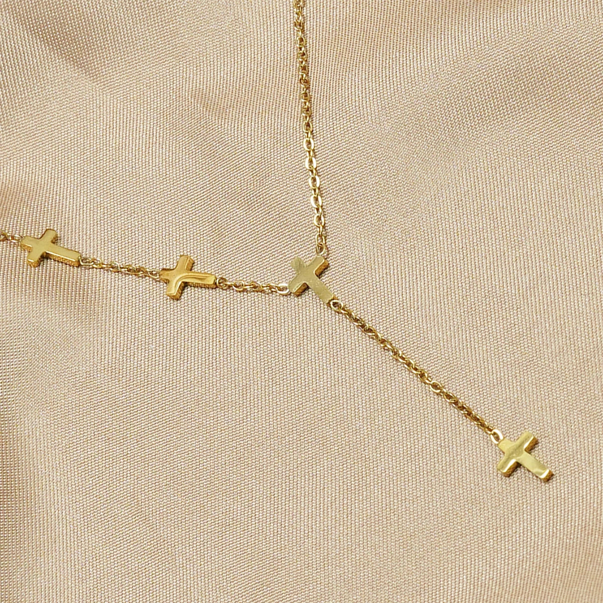 Lxalry 18K Gold Plated Stainless Steel Cross Y Necklace for Women – Waterproof, Tarnish-Free, Faith Jewelry Gift for Birthday, A