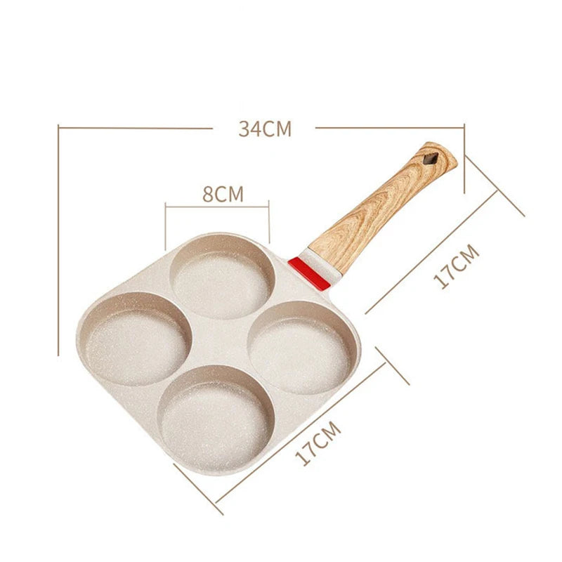 Four-hole Frying Pot Pan Thickened Omelet Pan Non-stick Egg Pancake Steak Pan Cooking Egg Ham Pans Breakfast Maker Cookware