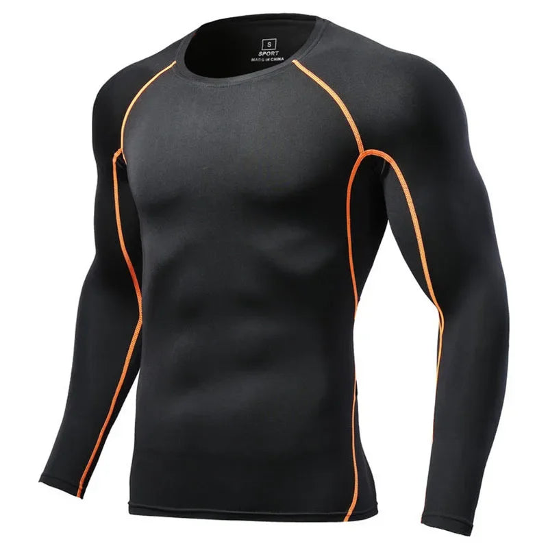 Men Long Sleeve Slim Tops Tees Sportswear Gym Fitness Compression T-shirt Running Football Jersey Outdoor Jogging Tight Quick