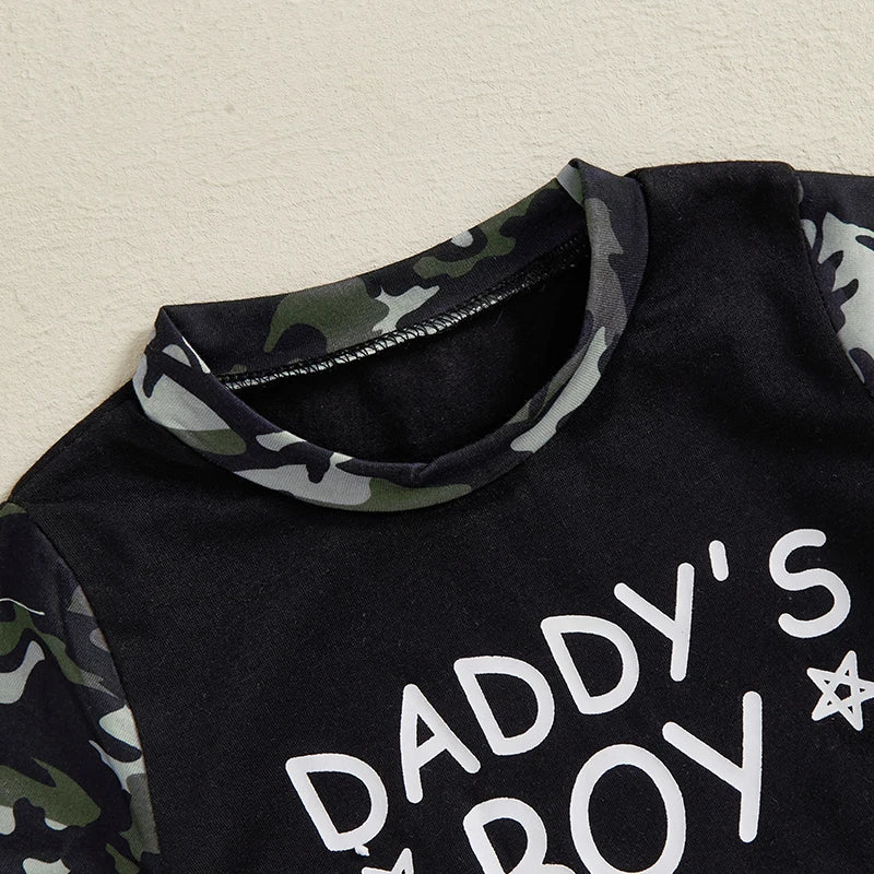 Toddler Boys Casual Outfits Camo Print Tee and Elastic Waist Shorts Set for 2 Piece Summer Clothing Set