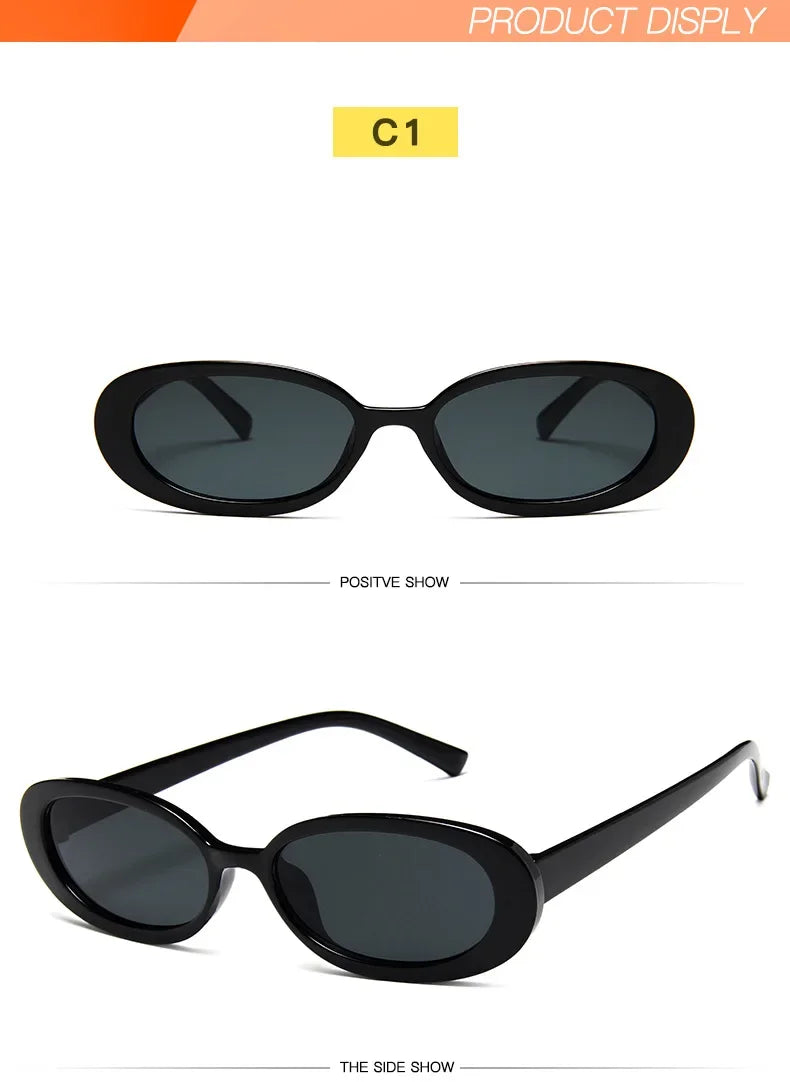 Vintage Oval Sunglasses Women Luxury Brand Designer Small Oval Sun Glasses Retro Black Red Glasses ladies Goggle UV400 Eyewear