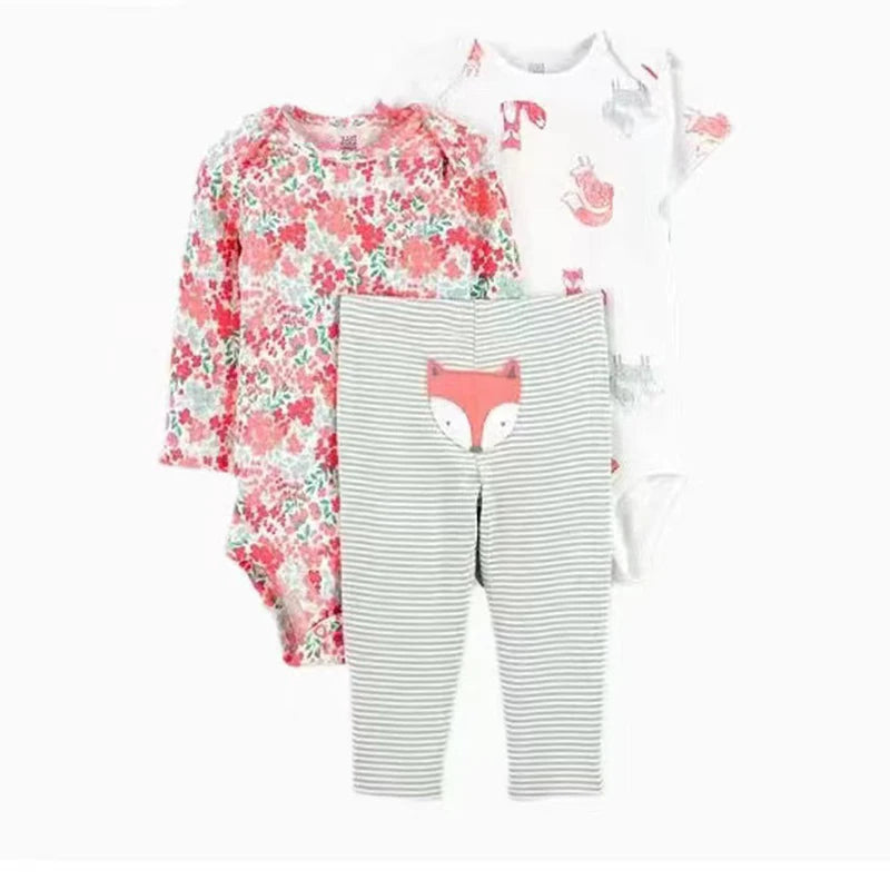 2025 Baby Girls Clothes Autumn Spring Newborn Infant Outfit Cotton Bodysuit Top And Bottom Pants Kids Toddler Clothing Set 6-24M
