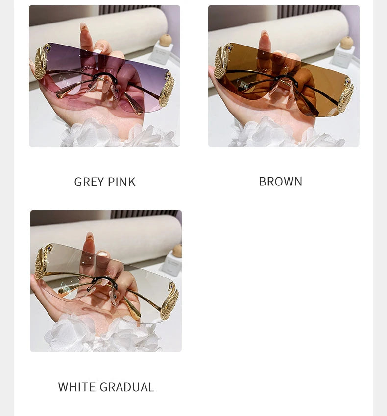 New trendy frameless cut edge integrated sunglasses for street photography, UV resistant sunglasses