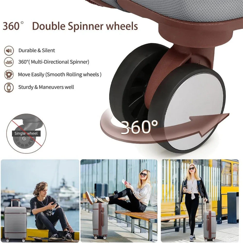 Luggage Sets 6 Piece with two Cosmetic Case, Expandable(Only 28 & 24") Hardside Luggage with 360° Spinner Wheels, Durable Luggag