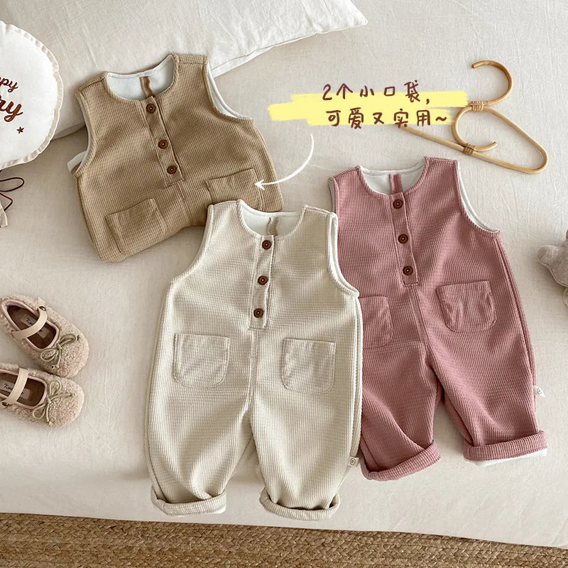 Children's Velvet Overalls 0-5 Years Old Winter Korean Children's Clothing Boys' Fashionable Casual Pants Girls' Pants