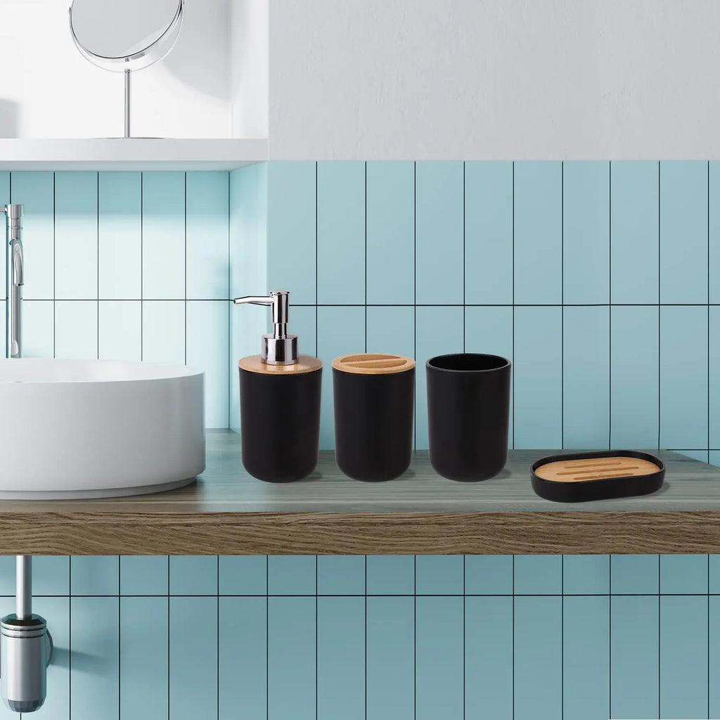 Bathroom Accessory Set,4pcs Gift Set,Toothbrush Holder,Mouthwash Cup,Soap Dish,Soap Dispenser,Washroom Utensils