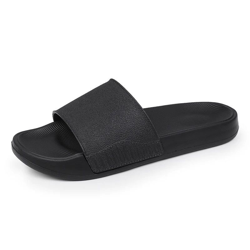 Men's EVA One-Strap Slide Sandals, Comfortable Anti-Slip Design, Sizes 39-46, Black & White, Perfect for Daily Use