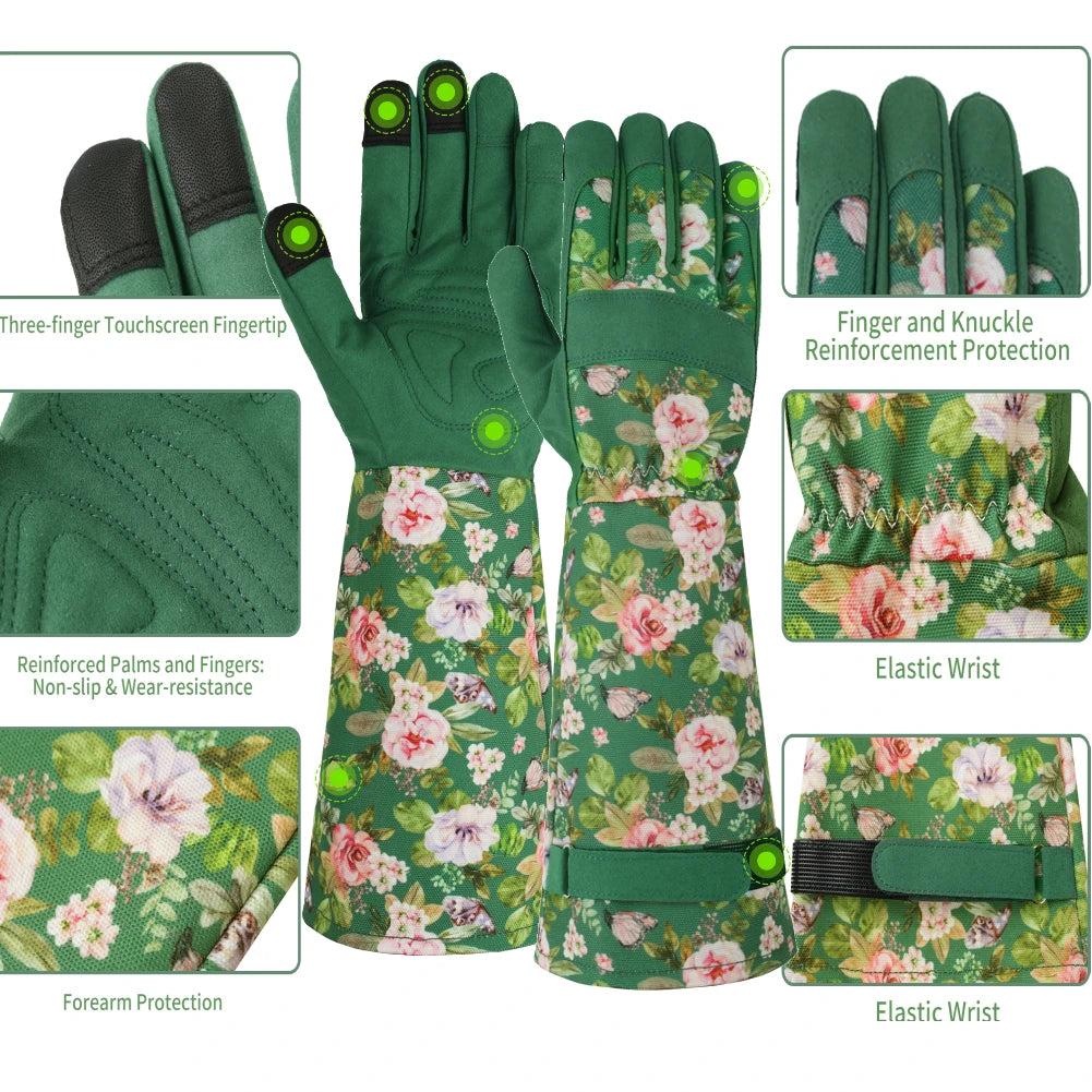 Long Sleeve Gardening Gloves for Women Durable Breathable Comfortable Thorn Proof for Garden Rose Yard & Outdoor Work Protection