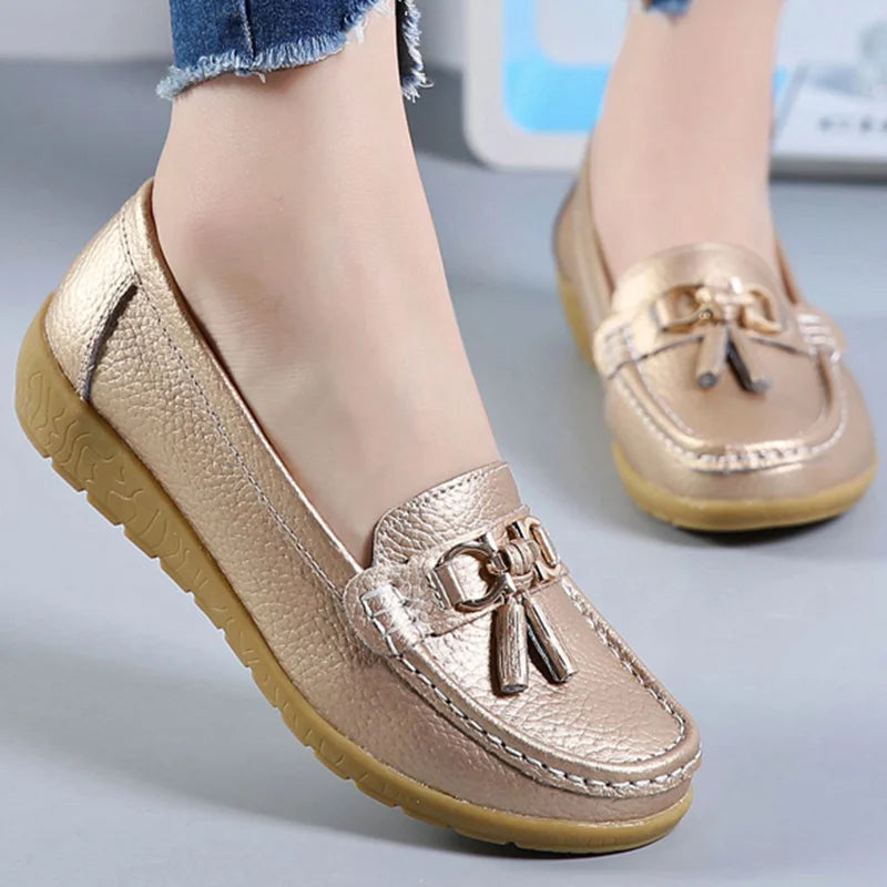 Woman Shoes Low Heels Casual Shoes Women's Loafers Slip On Flat Shoes Mocassins Femmes Comfortable Footwear Women Flats White