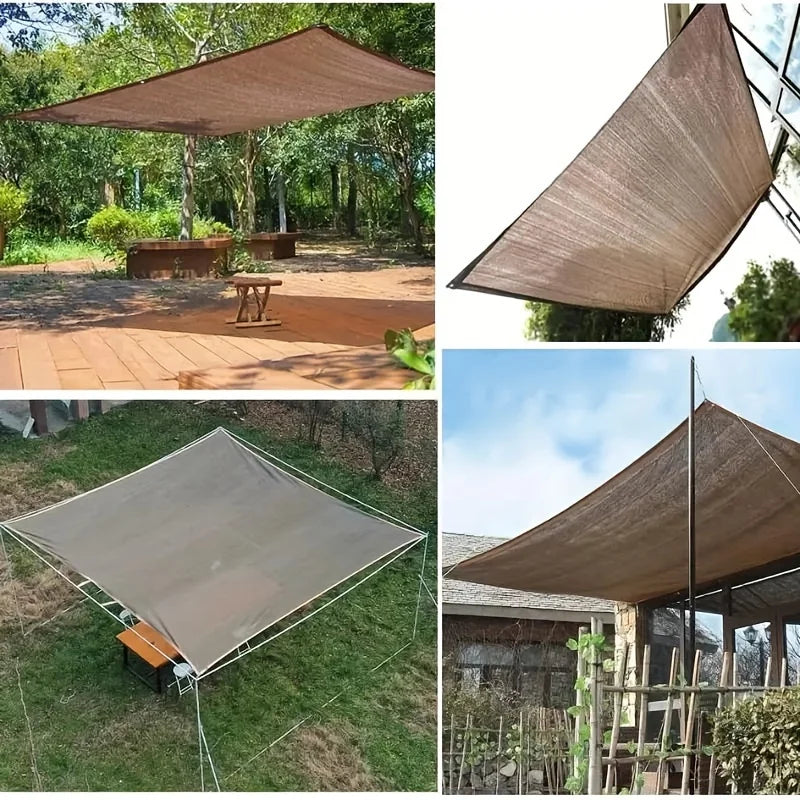 Durable Brown UV Protection Canopy - Outdoor Sun Shade Net - Multiple Sizes Available for Travel, Picnics, and Pools