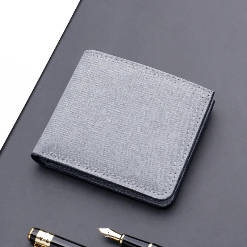 Canvas Men Wallet Black/blue/gray Card Holder Wallet Male Money Bag ID/photo/bank Holder Short Purse Credit Card Case Bag