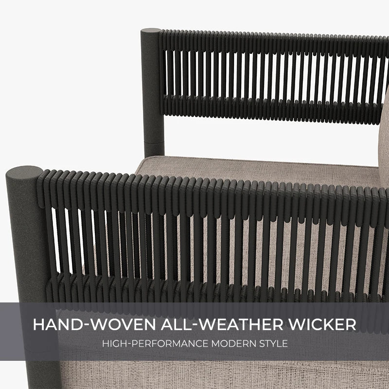 5-Piece Outdoor Furniture Set with Thick Cushions and Coffee Table, Wicker Sofa Conversation Set for Backyard