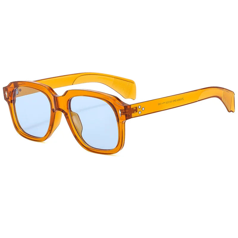 Women Square Sunglasses Ins Popular Men Vintage Rivets Punk Female Shades UV400 Fashion Male Sun Glasses