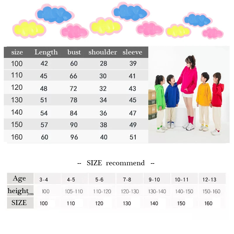 Spring Autumn Children Clothing Solid Color Hoodie Boys Girls Tops  Toddler 3-12 Year Sweatshirr Black White Ash Red Blue Coat