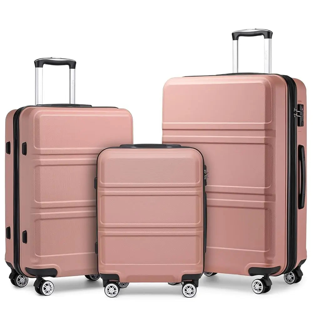 Kono 3 Piece Luggage Sets Expandable(only 28") Lightweight with Spinner Wheels TSA Lock Hardside Travel Rolling Suitcases