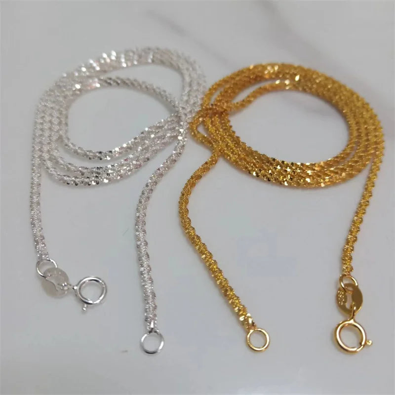 SOMILIA Fashion 18K Yellow Gold Necklace Authentic S925 Sterling Silver Sparkling Clavicle Sweater Chain High Jewelry For Woman