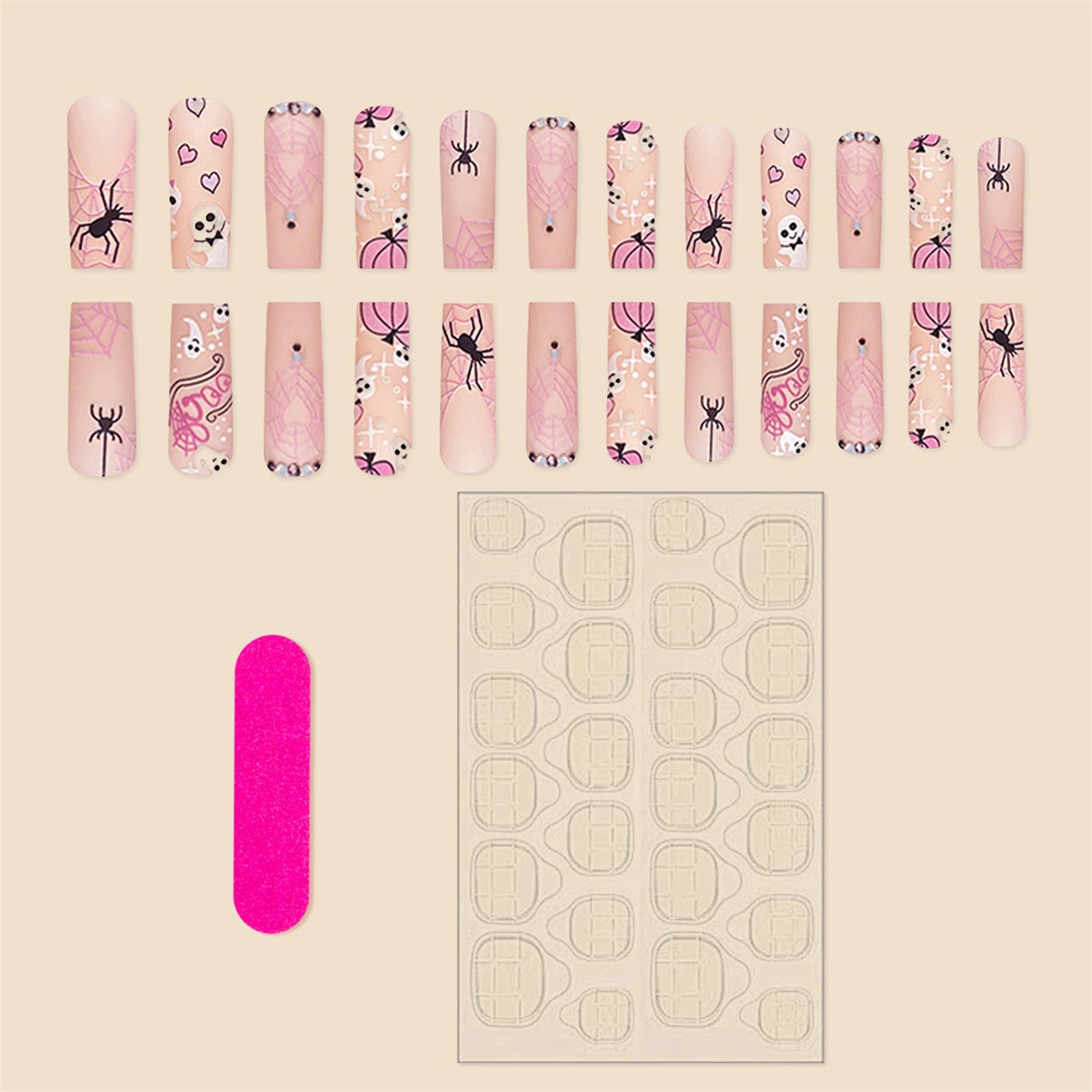 Ultra-long Matte False Nail Halloween Ballerina Square Nail Tips Artificial Nail For Lady Beauty Nail Makeup Fashion Nail Art