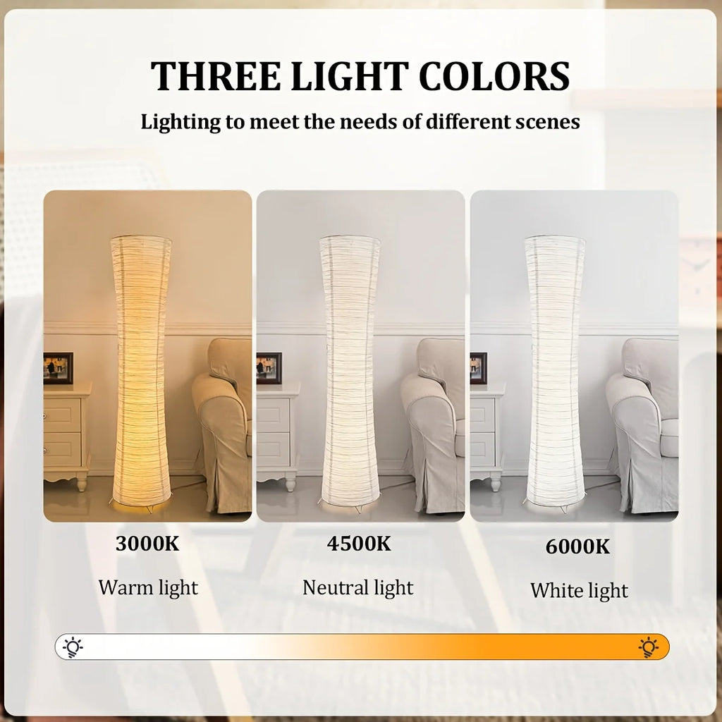 Soft Light Floor Lamp, 42 Inches High, Modern Minimalist Design, LED Soft Light With Warm Light 3000K, Paper Lamp Shade