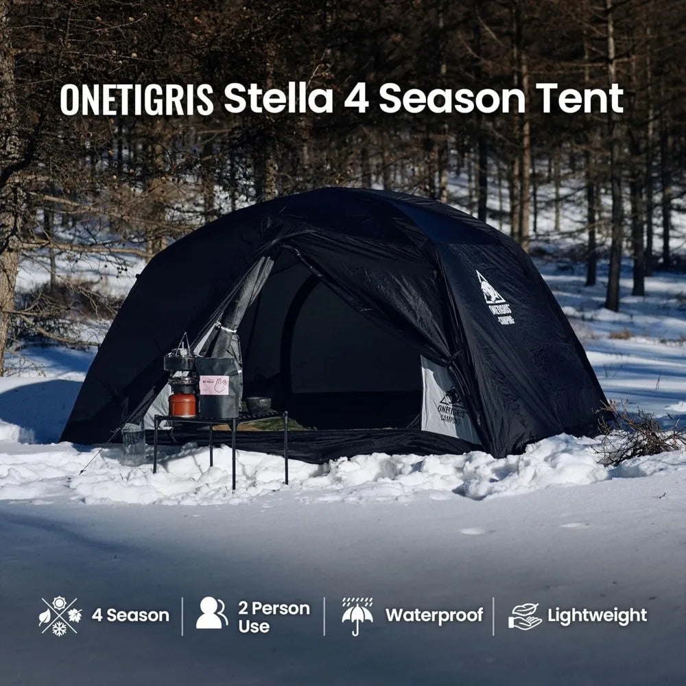 OneTigris Stella 4 Season Camping Tent Backpacking 2 Person Waterproof Lightweight Easy Setup Instant 3000mm Waterproof Rating O