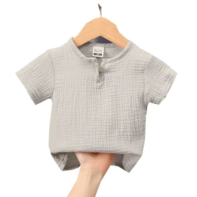 Baby Girls Boys  T Shirts Linen Cotton Boys Tops Children T-shirt  Summer Baby Boys Girls T-shirt Children Clothes Kids
