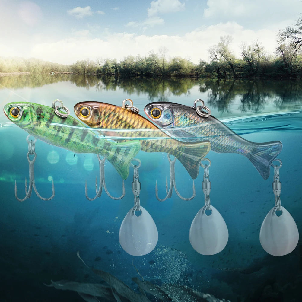Metal Vib Fishing Lure with Sharp Treble Hooks Hard Bait Artificial Bait Bass Pike Carp Sea Fishing Lure