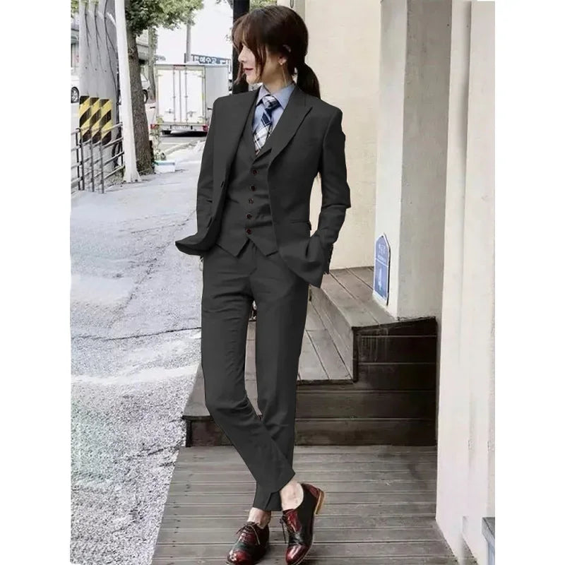 Women‘s Suits 3 Piece Slim Fit Suits Set for Business Office Lady Blazer Jacket Vest Pants