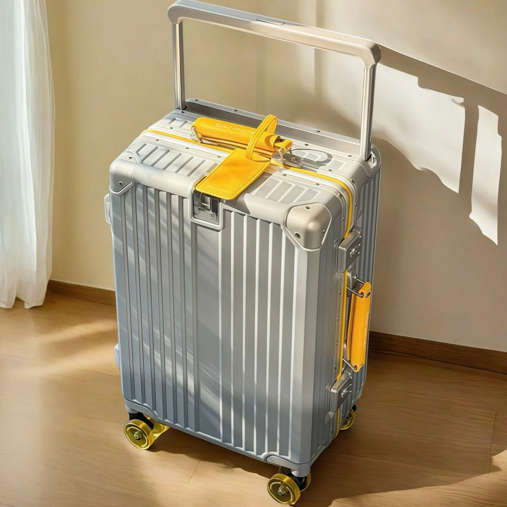 Wide Handlebar Rolling Luggage Large Capacity Travel Aluminum Frame Trolley Suitcase with Colorful Silent Spinner Wheel TSA Lock